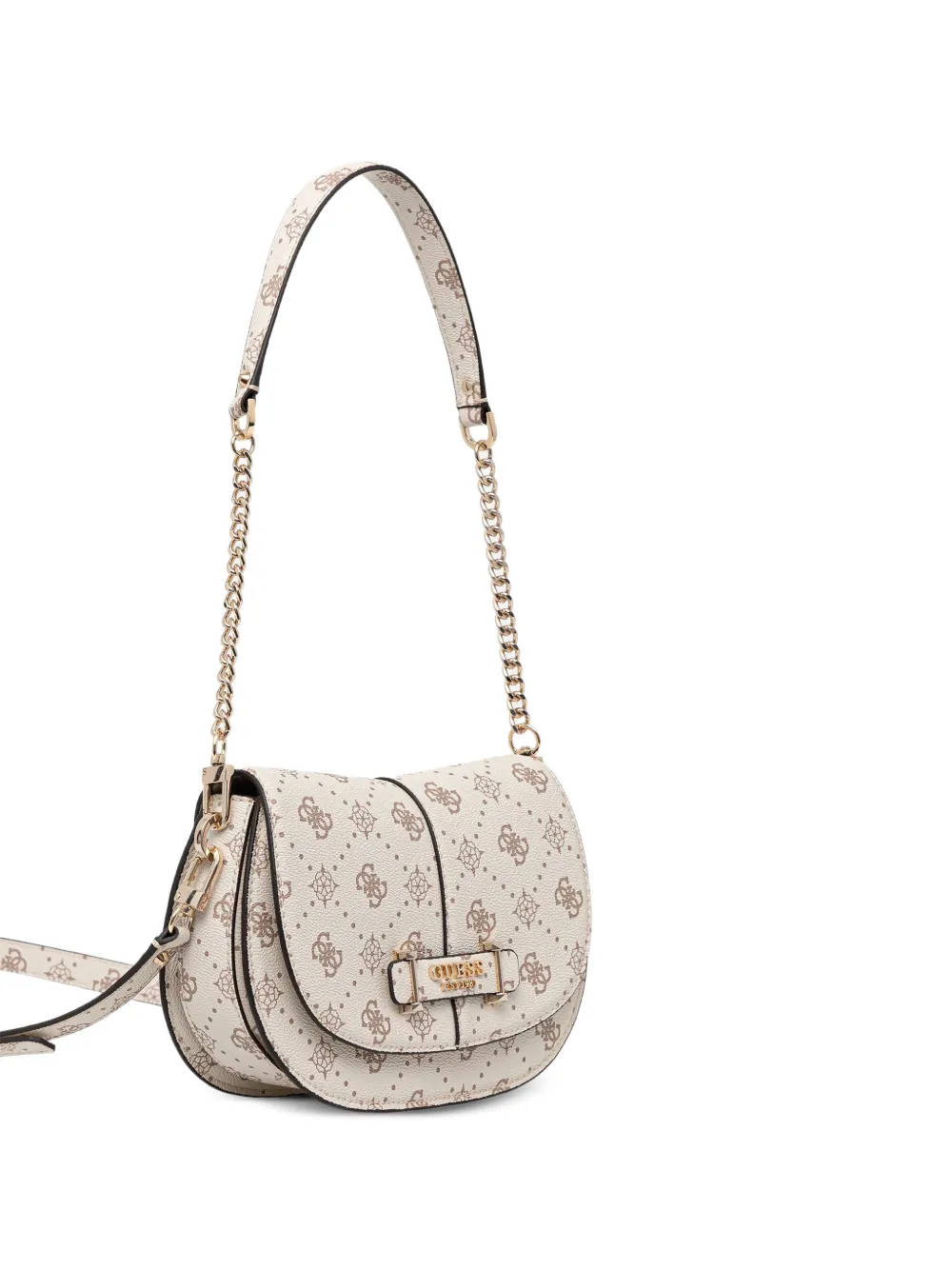  Guess Usa Logo-pattern Chain Satchel - Neutrals 