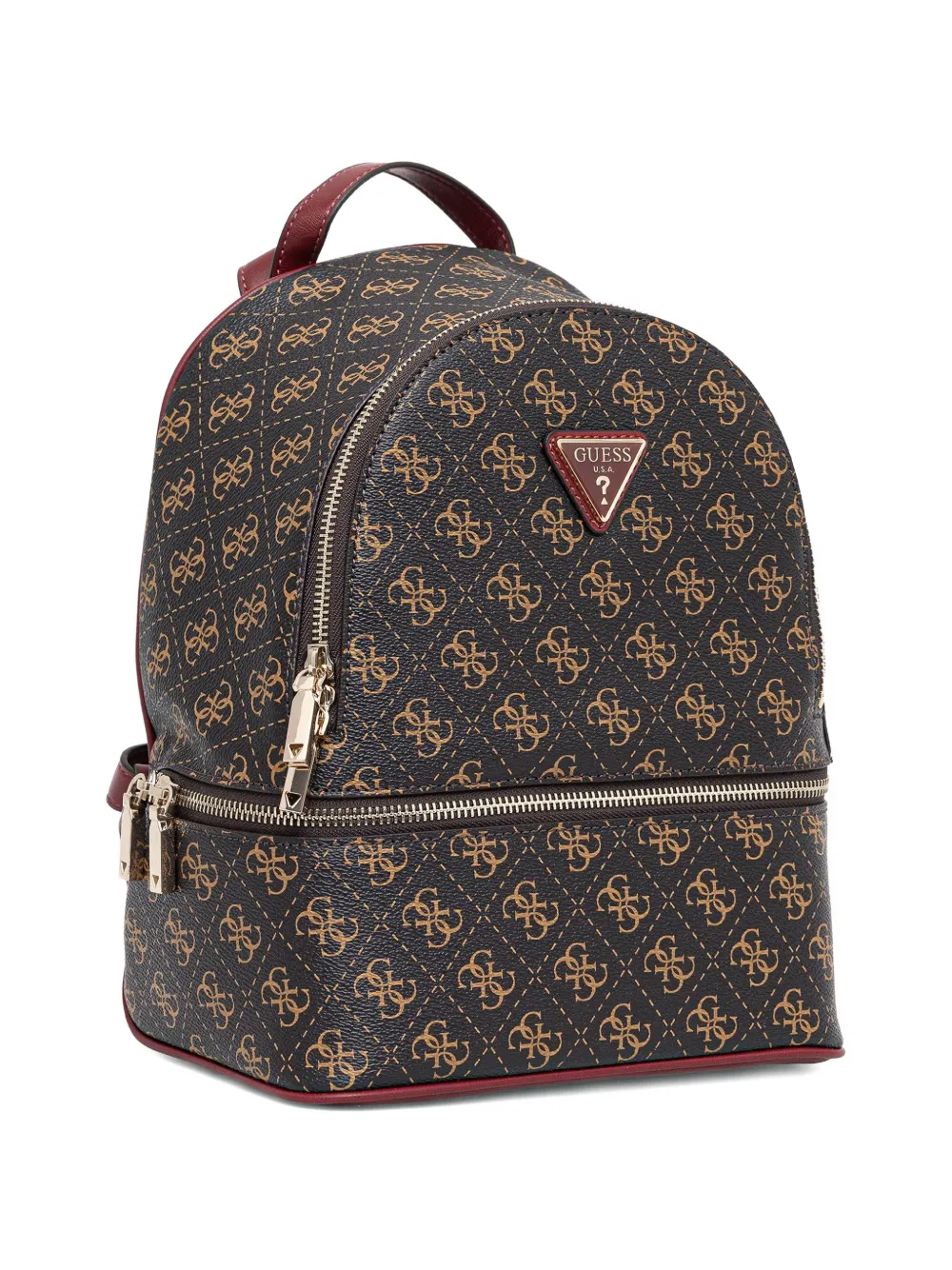  Guess Usa Monogram Zip Backpack - Brown 