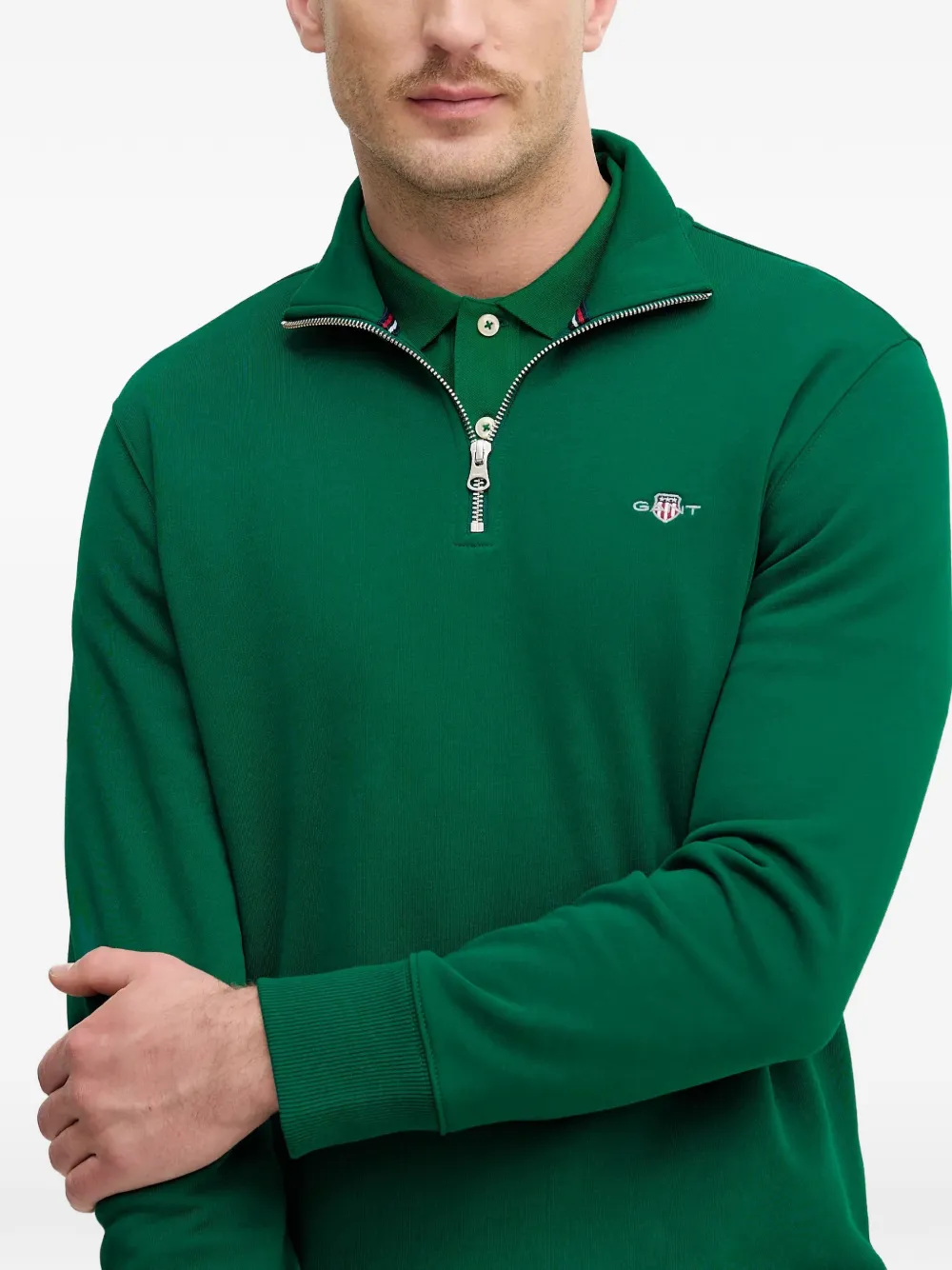 Gant Sweater met rits Groen