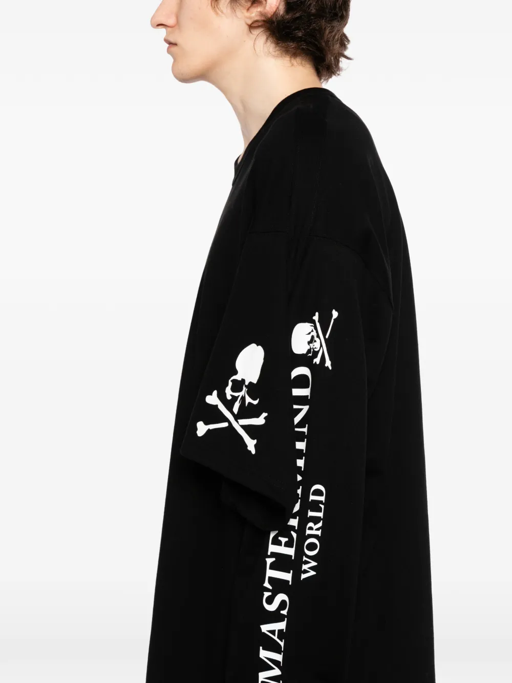 Mastermind World T-shirt met dubbele mouwen en logo Zwart