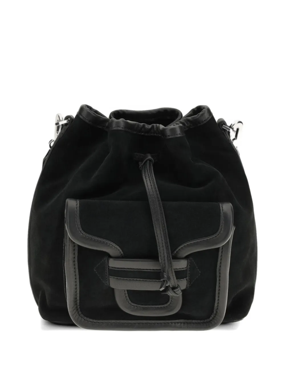 Pierre Hardy maxi Alpha Day drawstring flap leather bucket bag - Nero