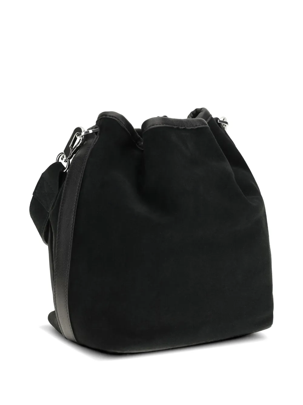 Maxi Alpha Day Drawstring Flap Leather Bucket Bag