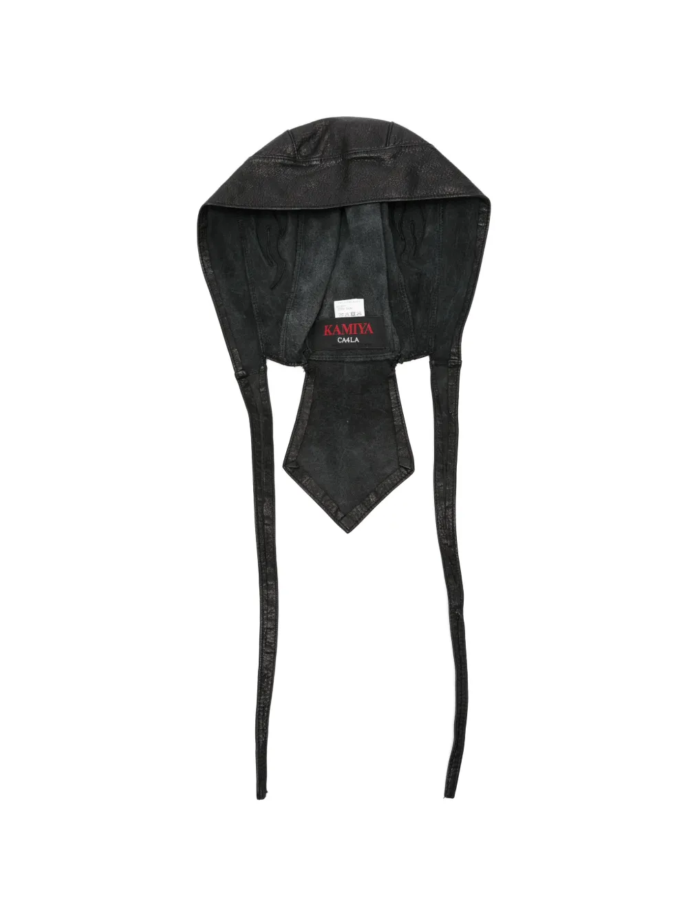 KAMIYA tie-fastening leather hat - Nero