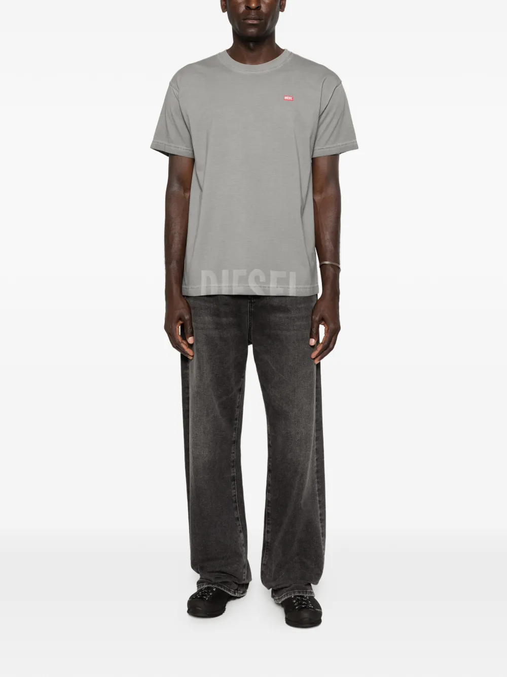 Diesel T-Norm-T7 T-shirt met logodetail Grijs