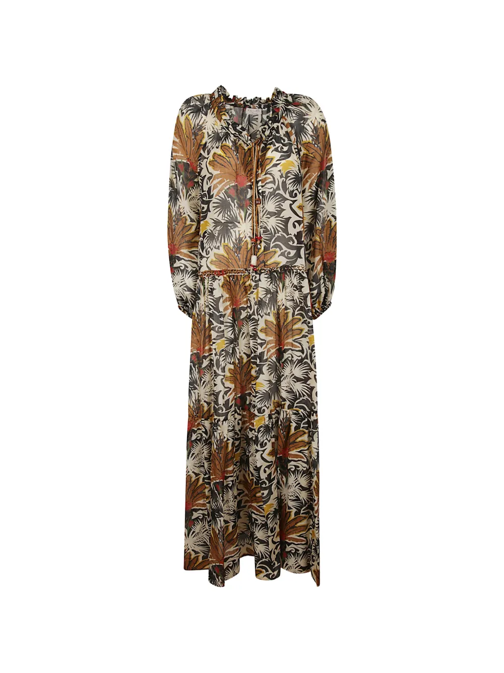floral-print beaded-tie dress
