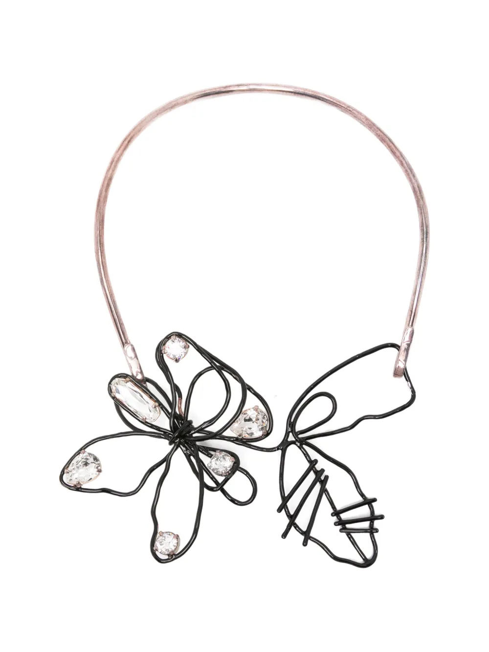 Maison Martin Margiela Pre-Owned 2010s crystal-embellished wire-work necklace - Argento
