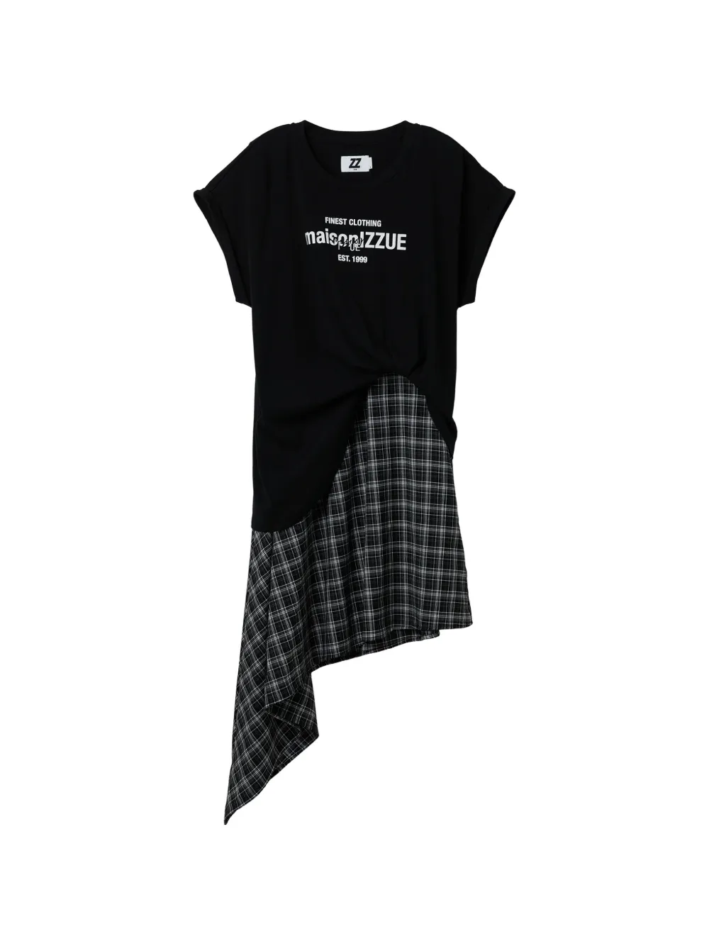 izzue Abito asimmetrico a quadri - Nero