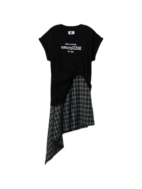 izzue check asymmetric dress