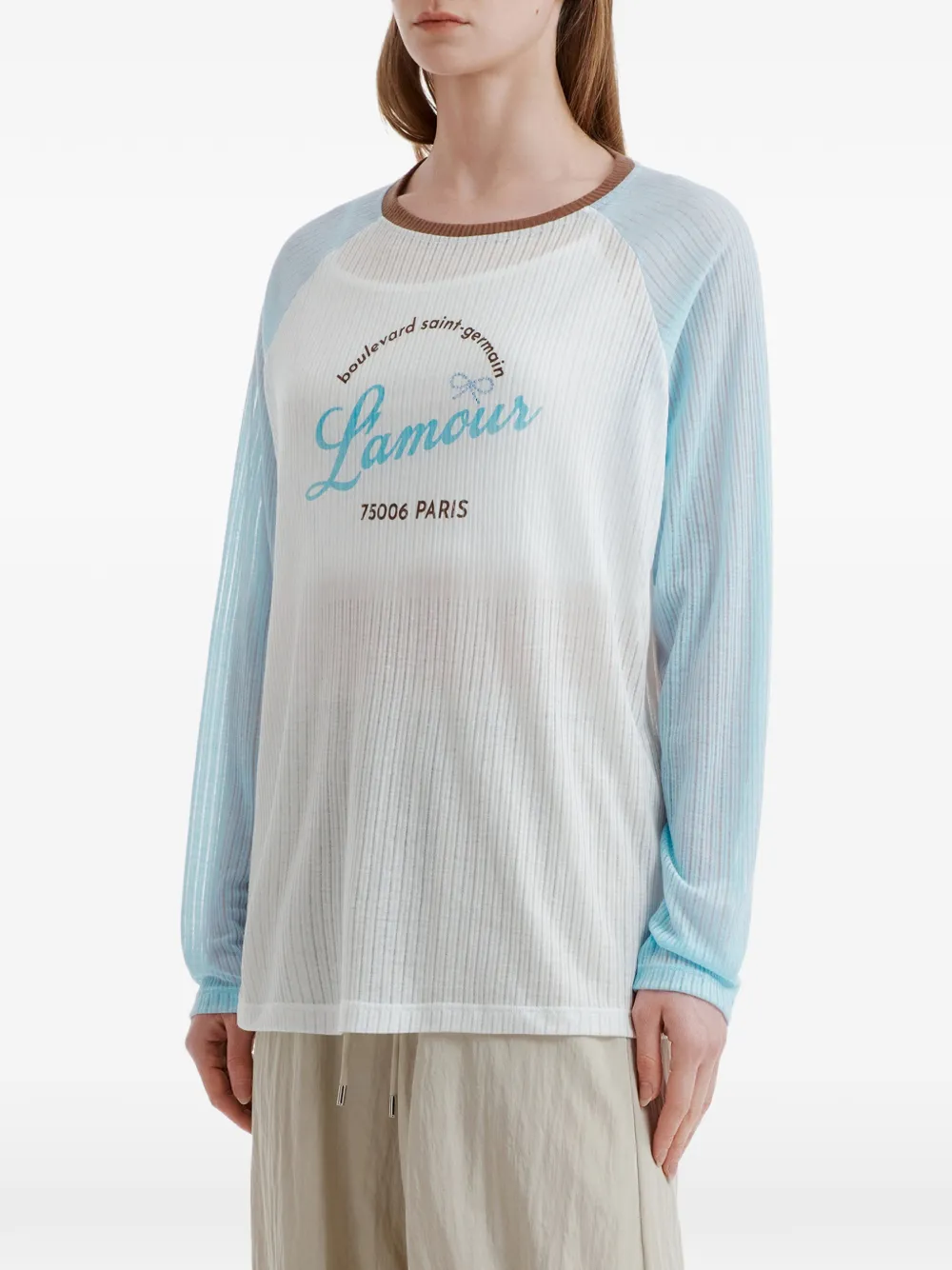  B+ab Long-sleeve Graphic Top - White 