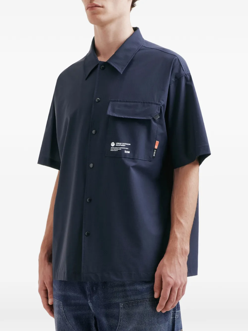 izzue Overhemd met korte mouwen en zak Blauw