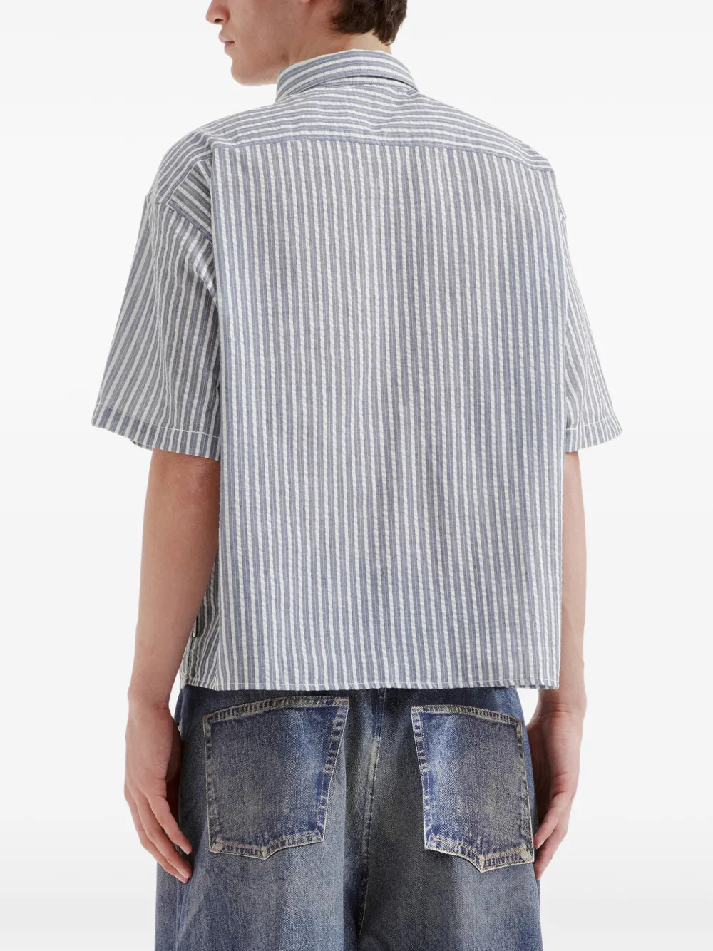 izzue Gestreept overhemd met knoopsluiting Blauw