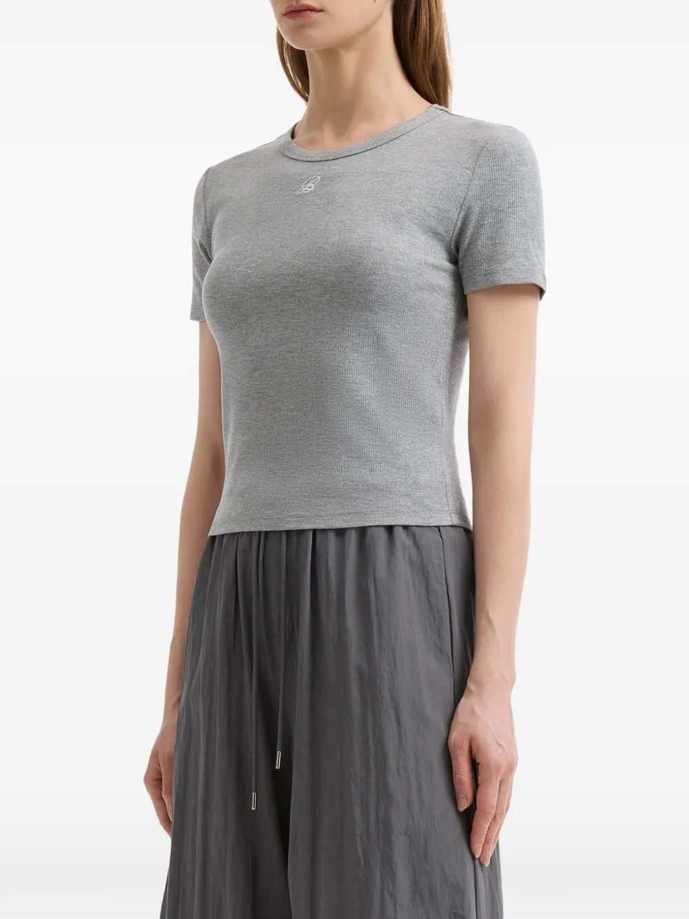  B+ab Logo-detail Ribbed T-shirt - Grey 