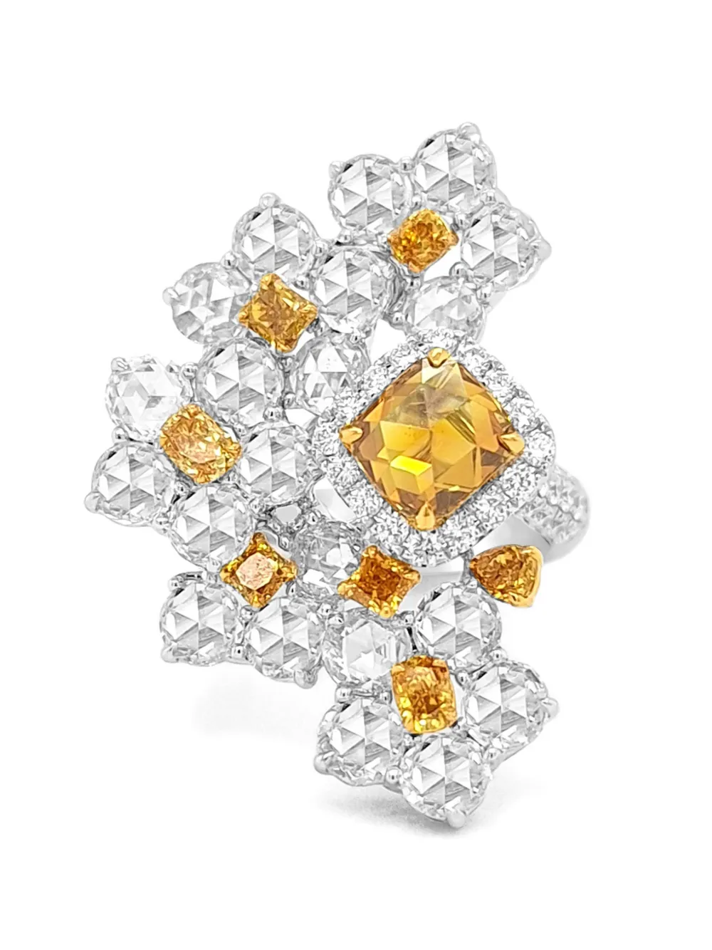 HYT Jewelry floral-shape diamond cocktail ring - Silber