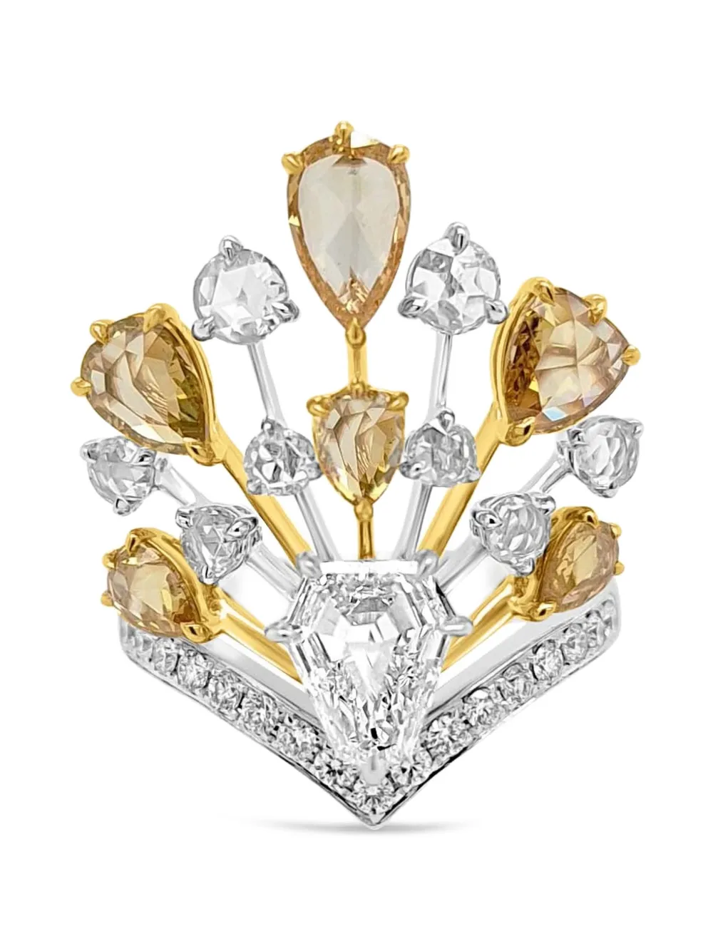 HYT Jewelry fan-shaped diamond cocktail ring - Argento