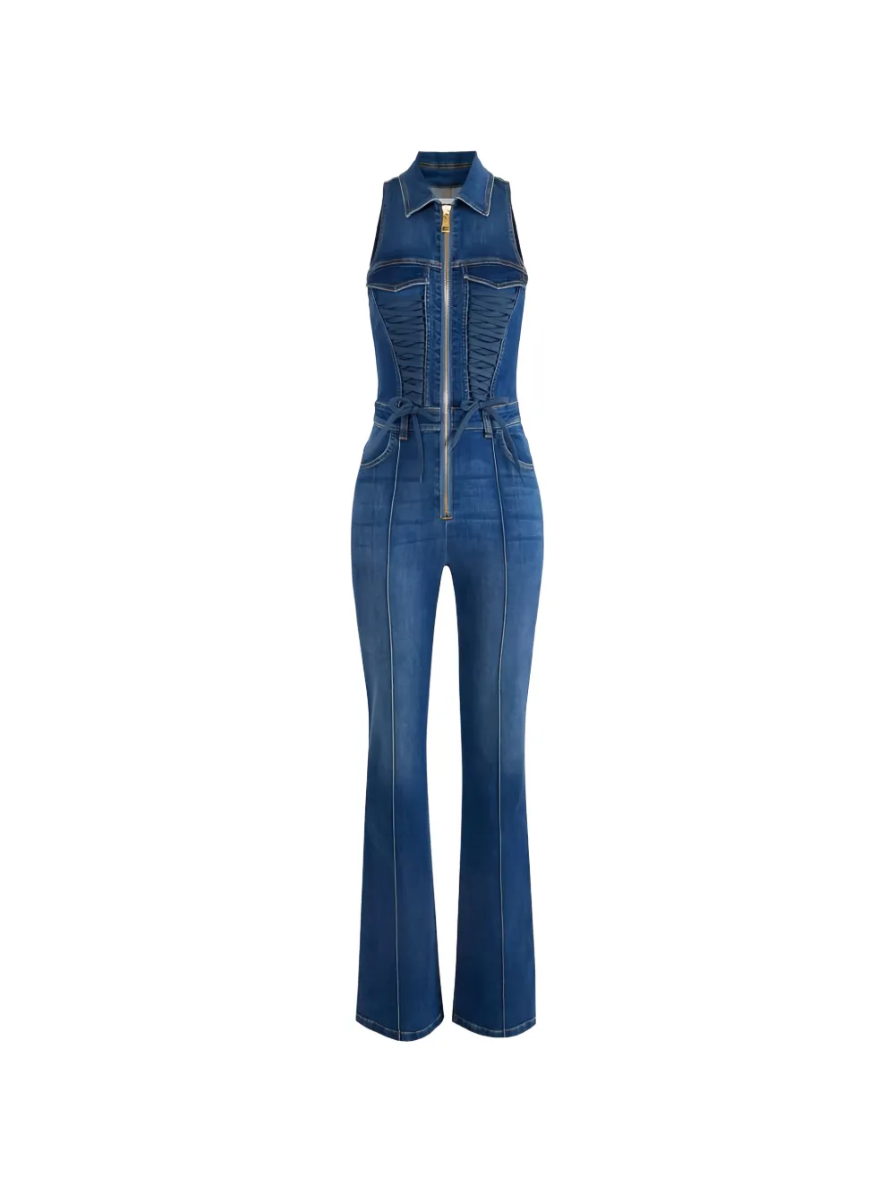 Elisabetta Franchi sleeveless denim jumpsuit - Blu