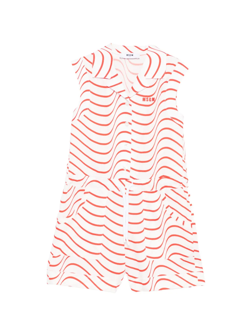 MSGM Kids striped-print playsuit - Rot