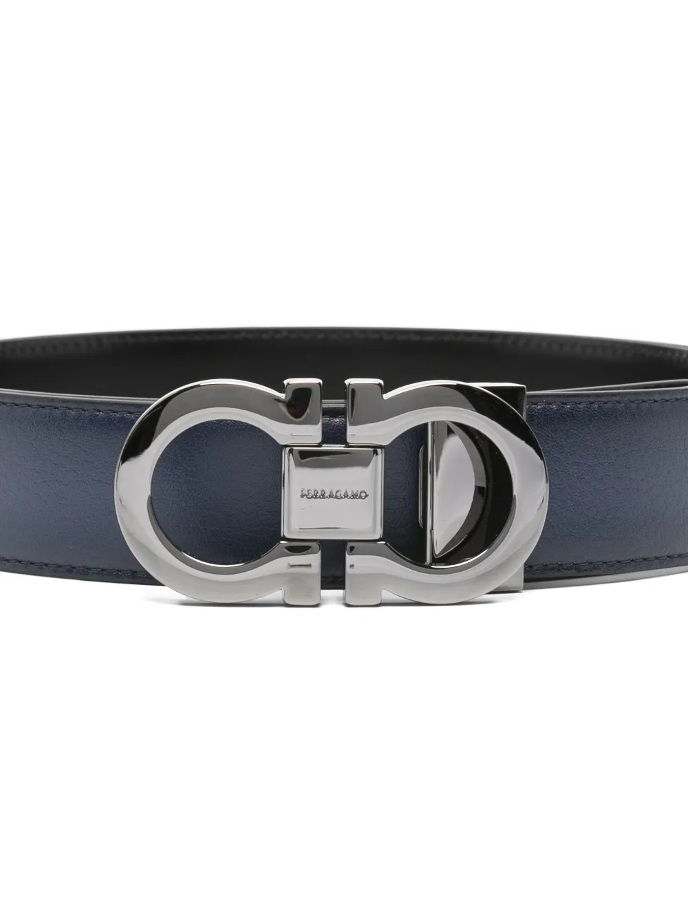 Salvatore Ferragamo レザー製メンズベルト 青 ロゴバックル Ferragamo ロゴバックル レザーベルト | ブルー | FARFETCH JP