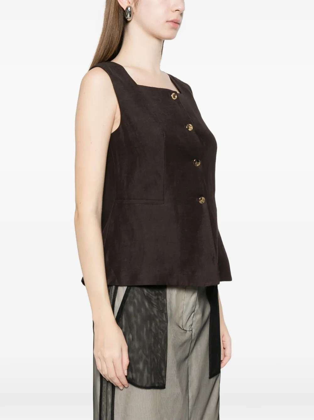 Liviana Conti Gilet met knopen Bruin