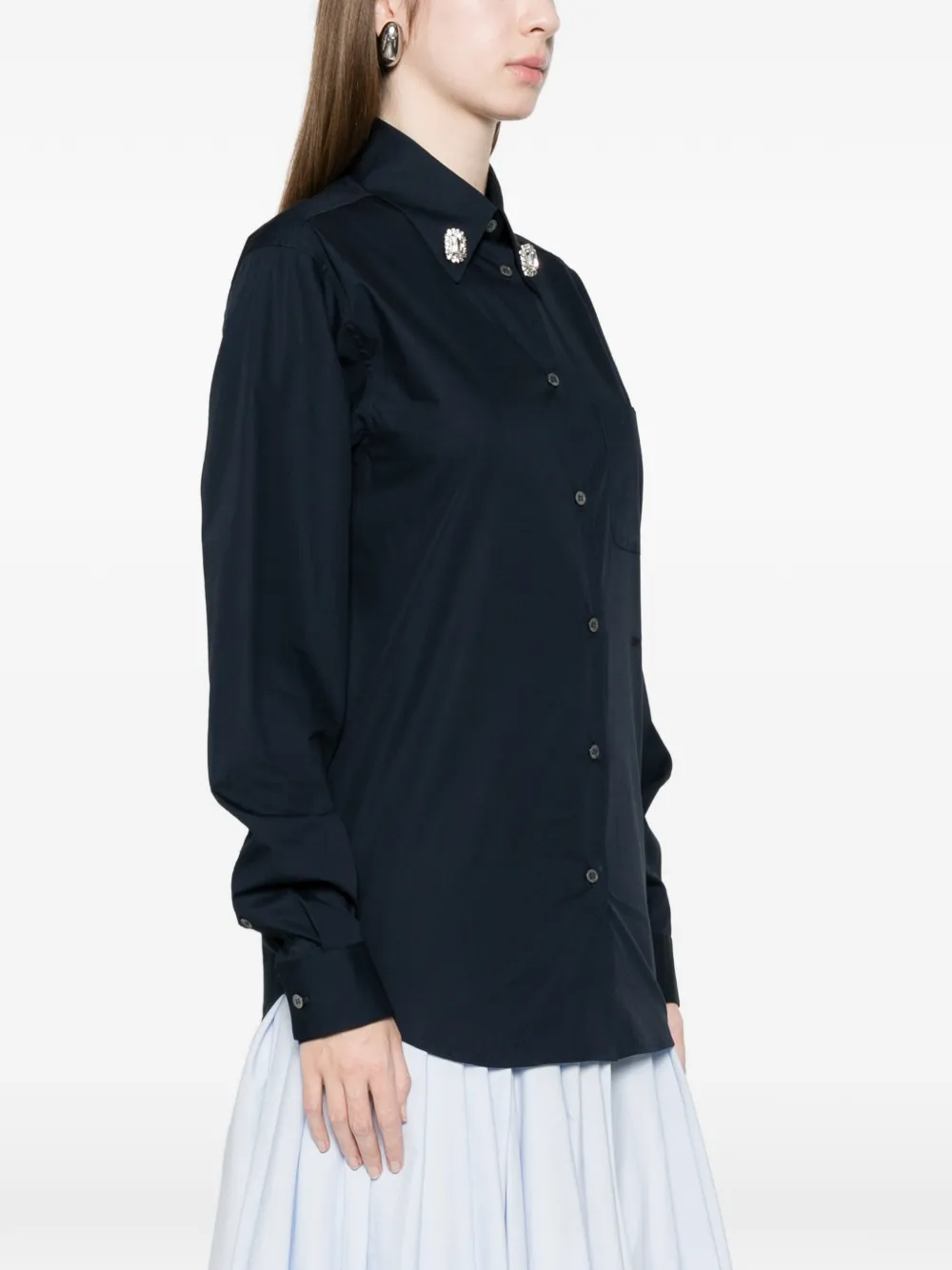  Nº21 Embellished Pocket Blouse - Blue 
