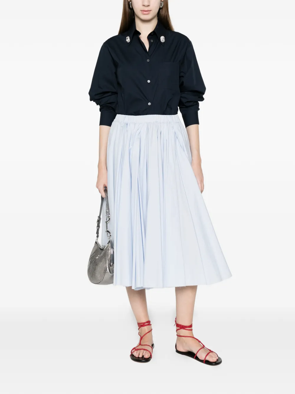  Nº21 Embellished Pocket Blouse - Blue 