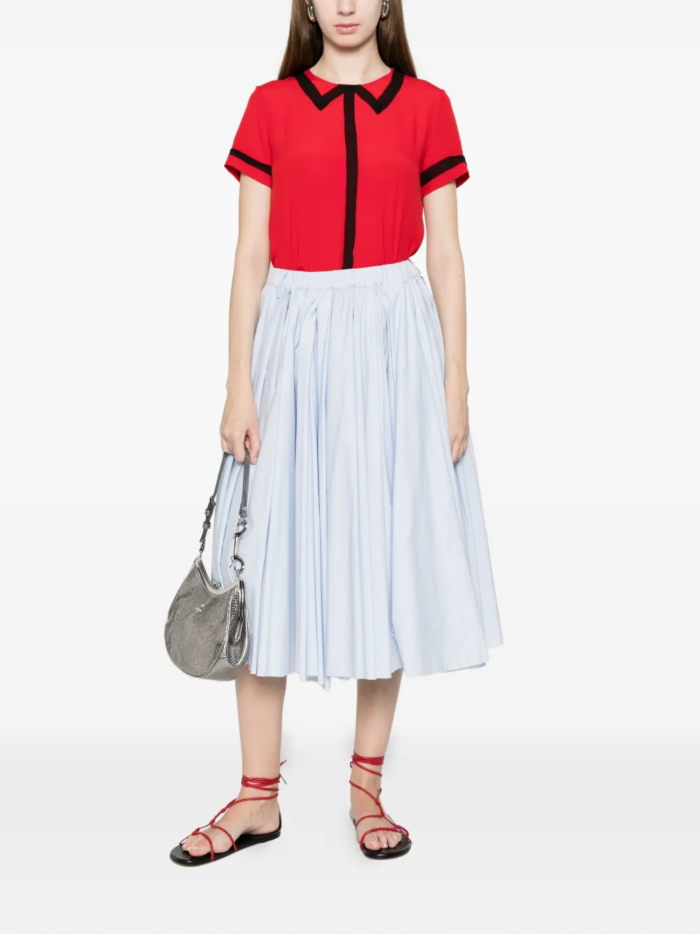  Nº21 Striped Collar Shirt - Red 