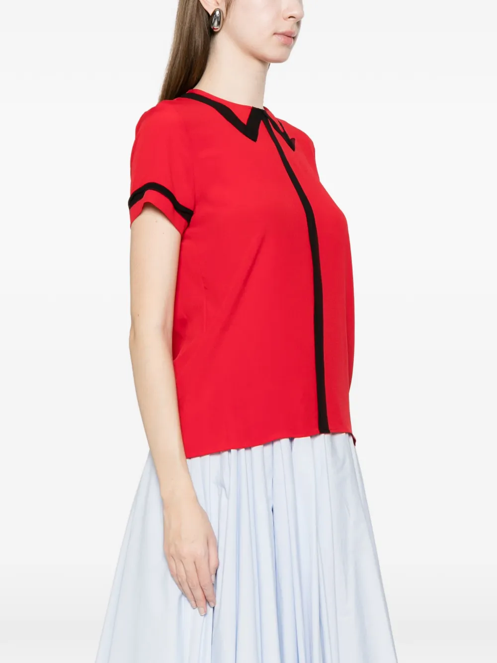  Nº21 Striped Collar Shirt - Red 