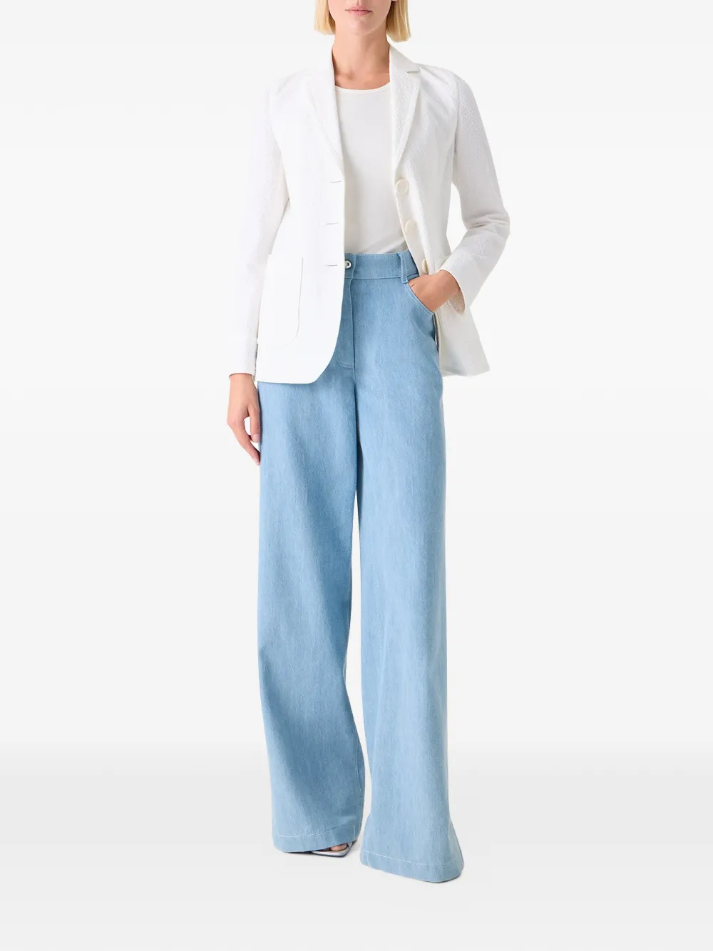  Akris Punto Single-breasted Textured Blazer - White 