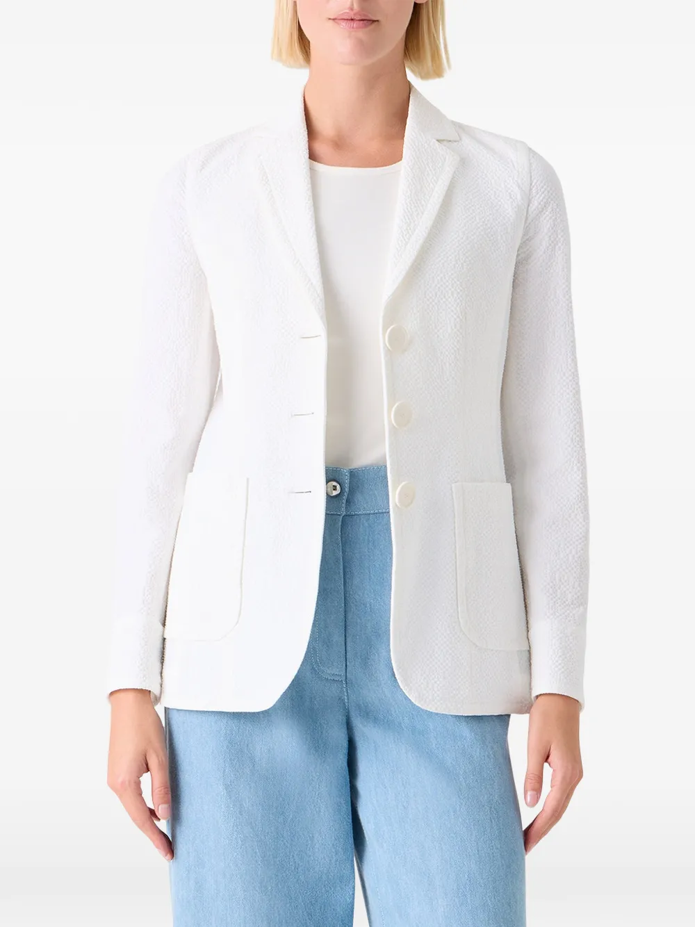  Akris Punto Single-breasted Textured Blazer - White 