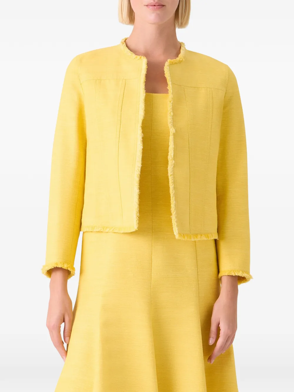  Akris Punto Fringed Cropped Jacket - Yellow 