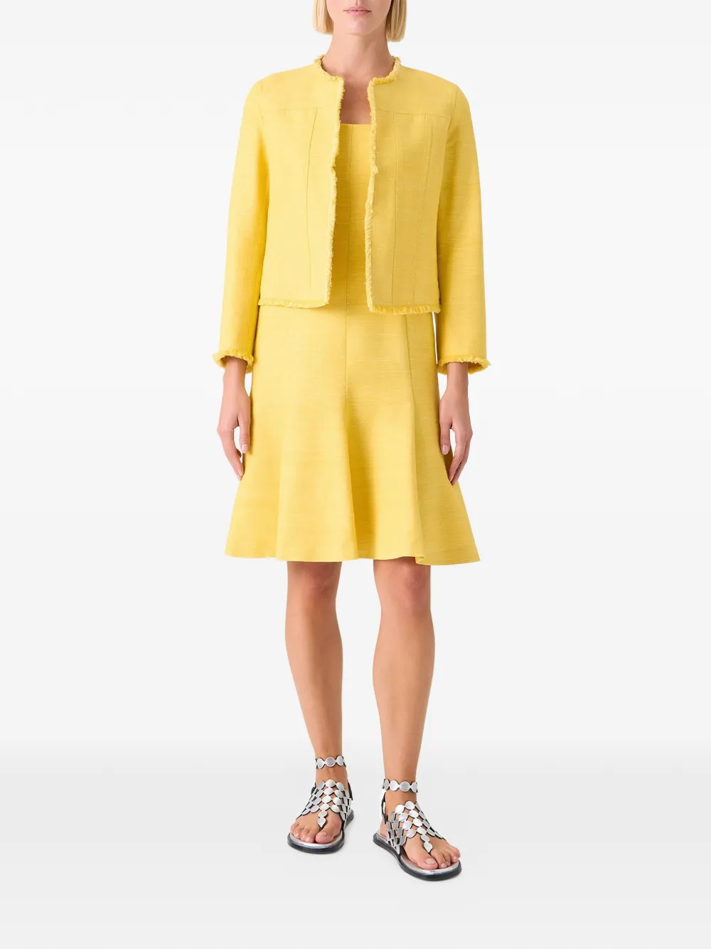  Akris Punto Fringed Cropped Jacket - Yellow 