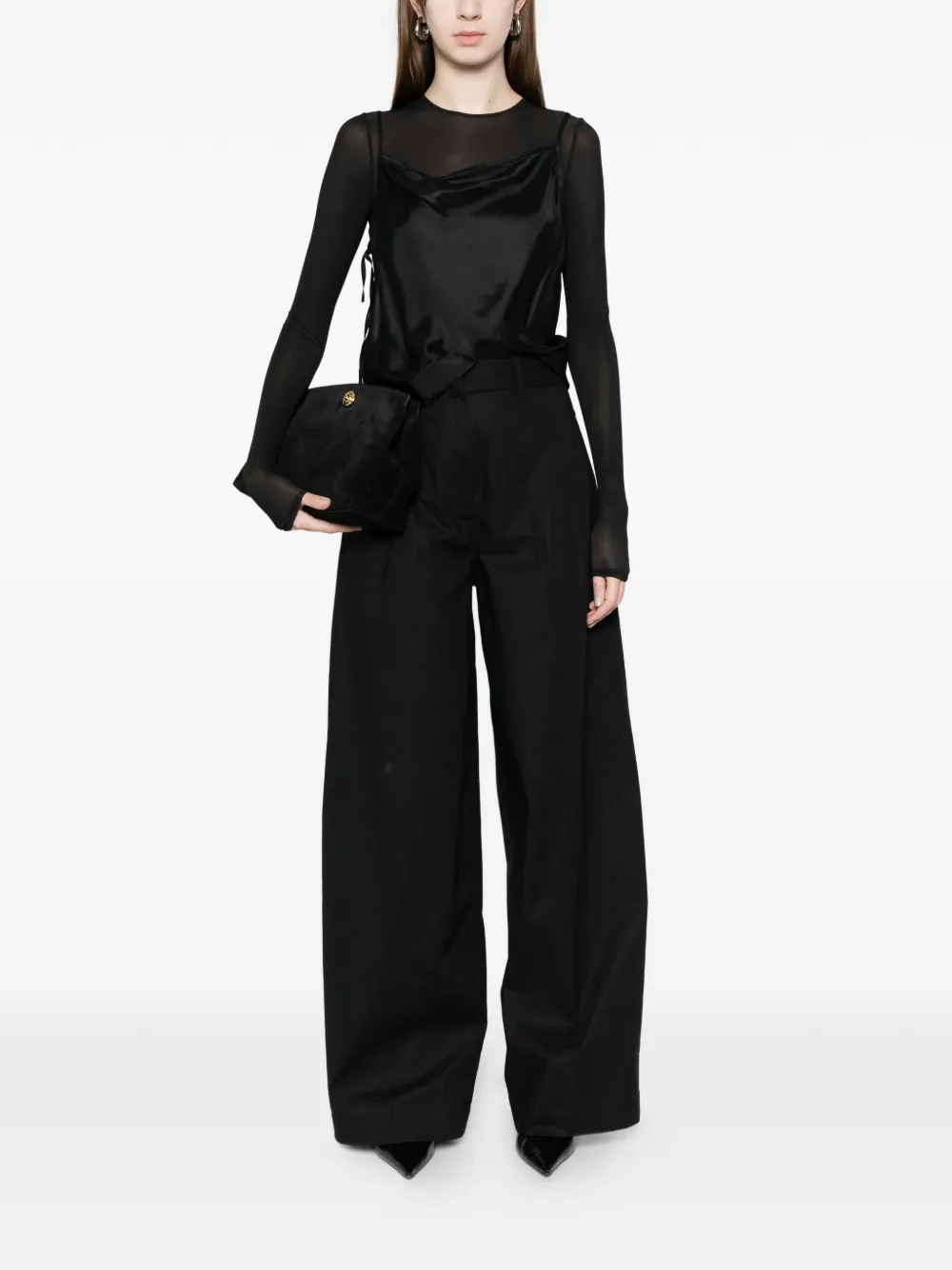  Nine In The Morning Pleated Palazzo Pants - Black 