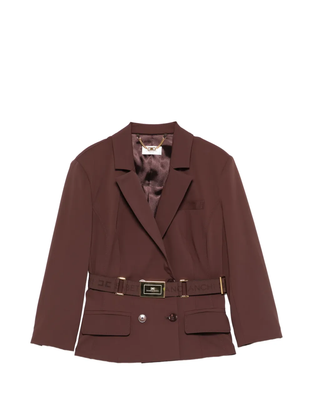 Elisabetta Franchi belted double-breasted blazer - Marrone