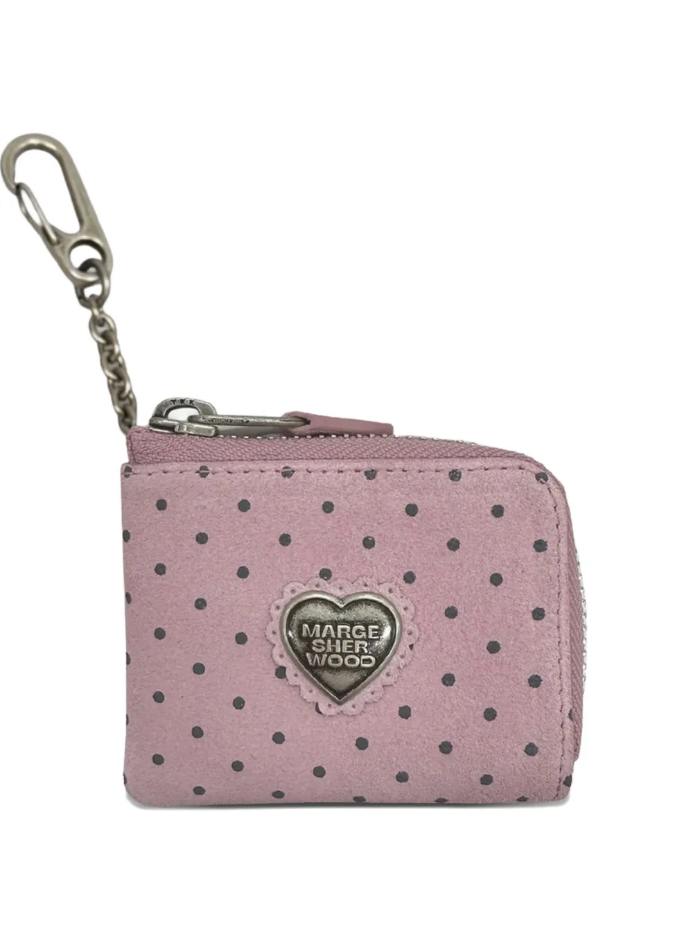 Marge Sherwood x Peanuts heart polka dot suede wallet - Rosa