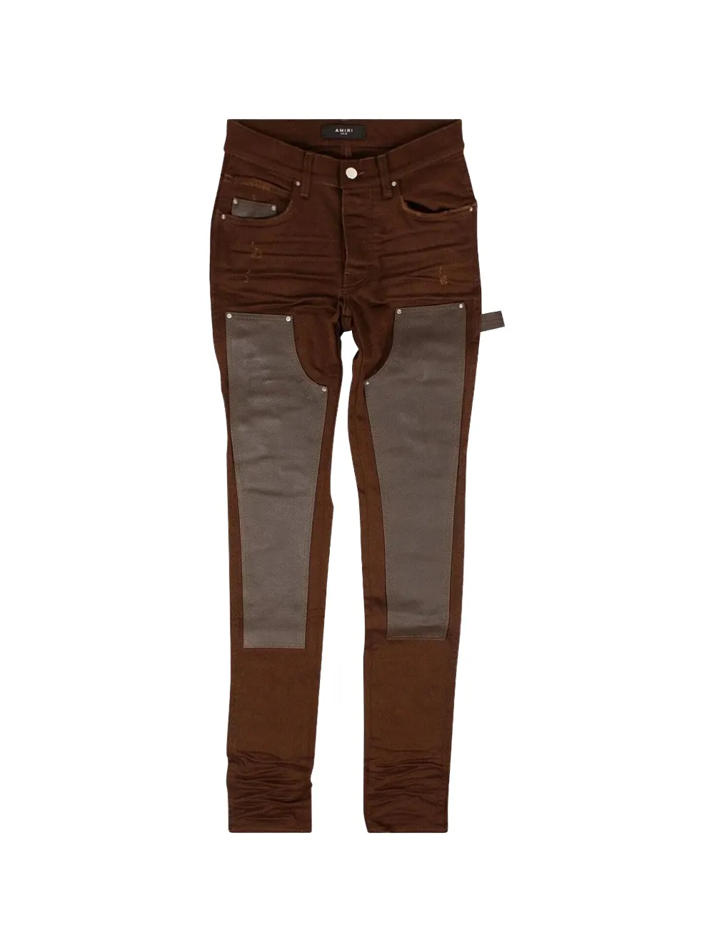 AMIRI leather-detail jeans - Marrone