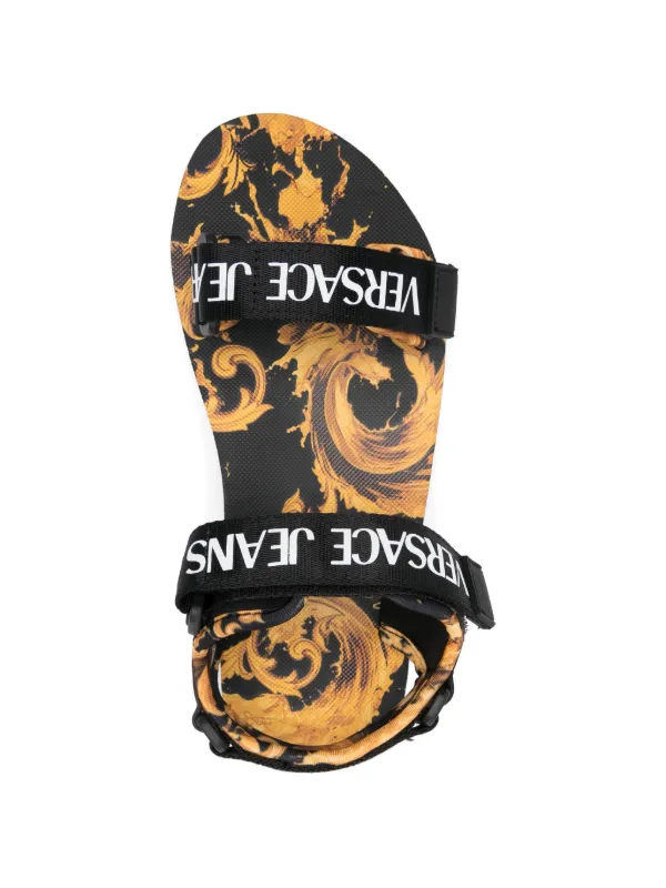 Versace Jeans Couture logo-strap Sandals | Black | FARFETCH
