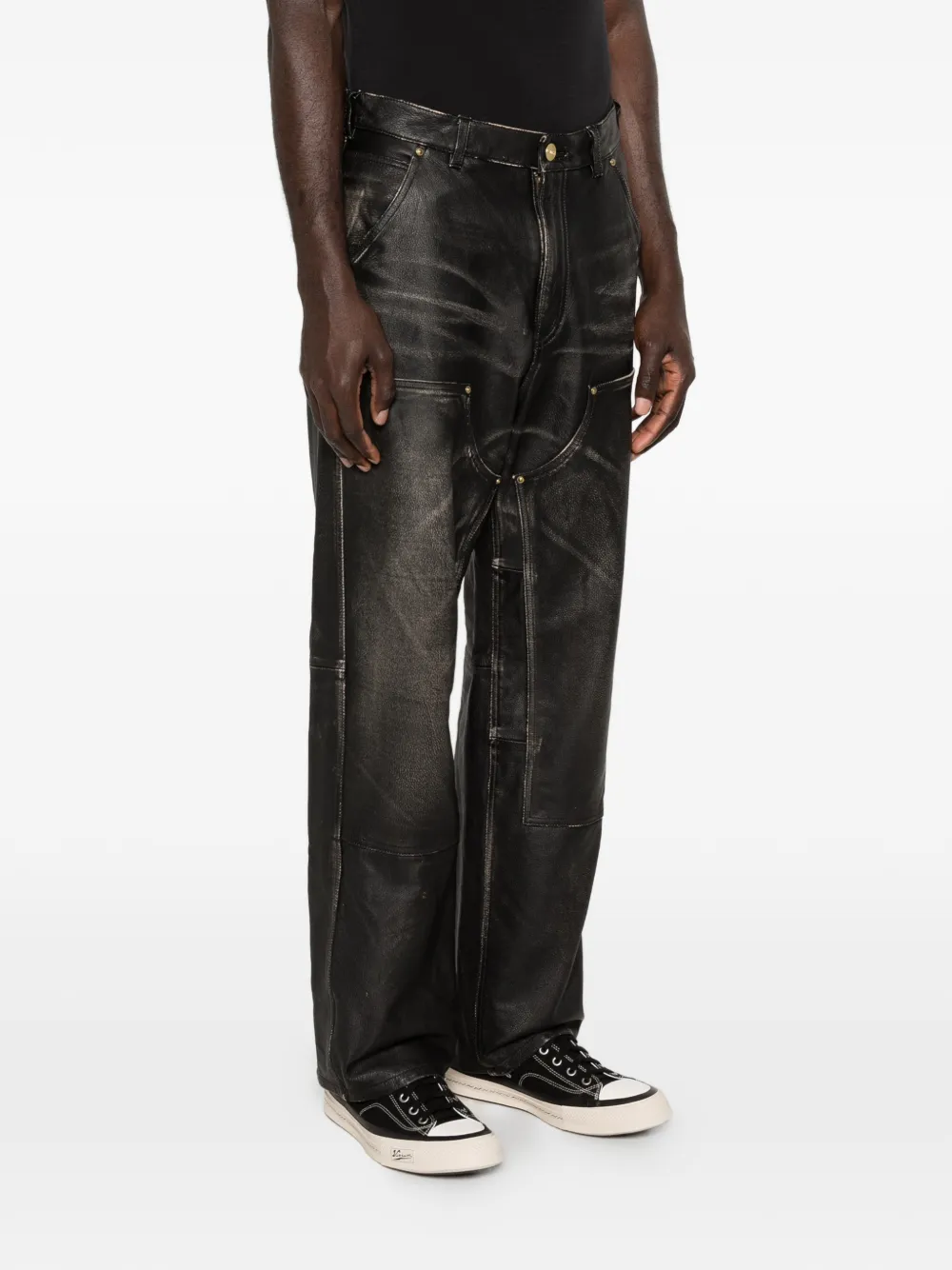  Kamiya Panelled Leather Trousers - Black 