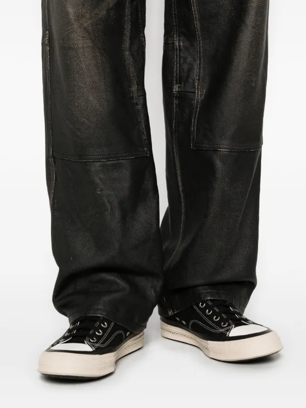 KAMIYA Panelled Leather Trousers | Black | FARFETCH JO