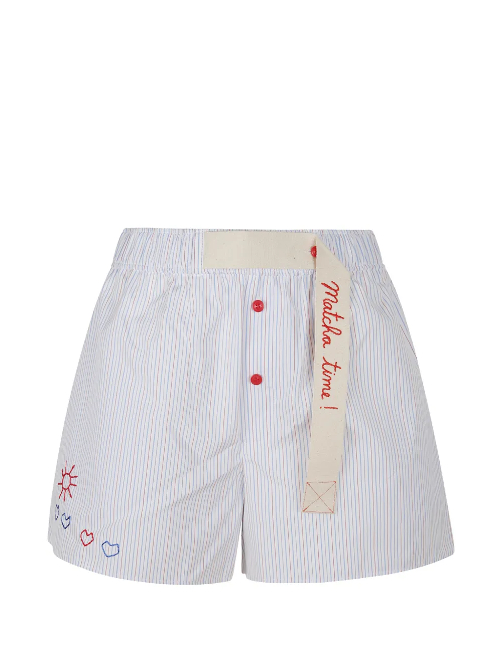 Mira Mikati embroidered striped mini shorts - Bianco