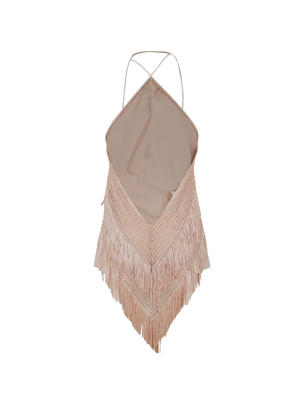 THE ANDAMANE Reina gehaakte blouse met franje Beige