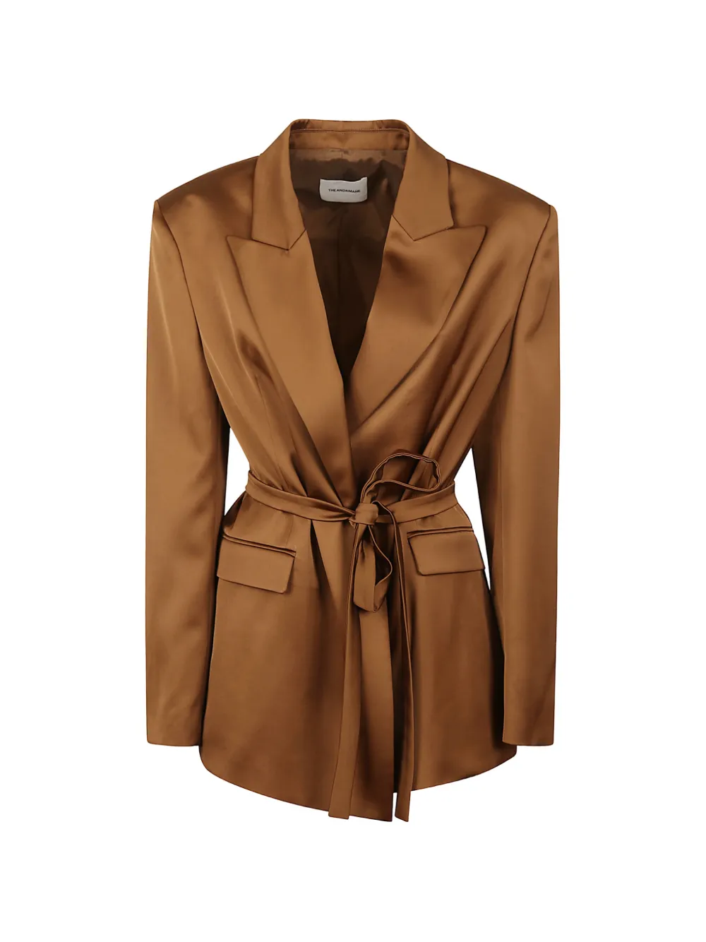 THE ANDAMANE belted satin-finish jacket - Braun