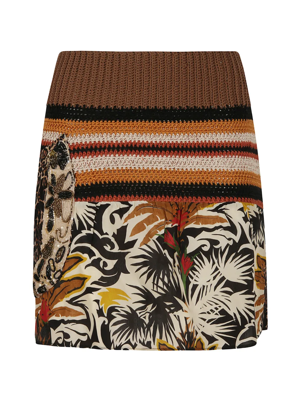 crochet-knit patchwork skirt