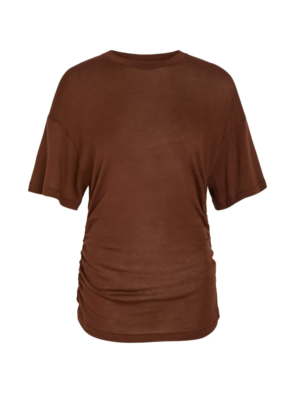 Akyn Ruched Fine-knit T-shirt In Brown