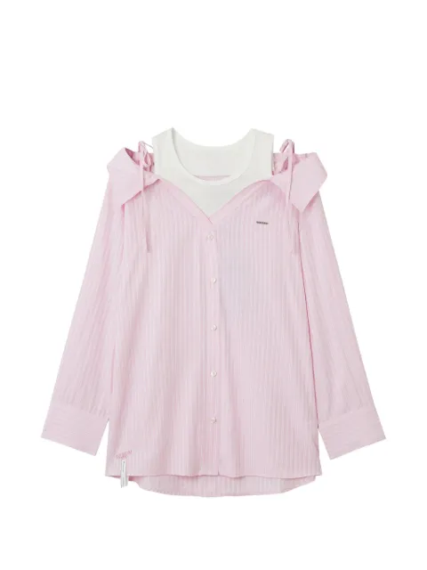 Musium Div. tie shoulder striped shirt