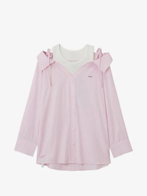 Musium Div. tie shoulder striped shirt