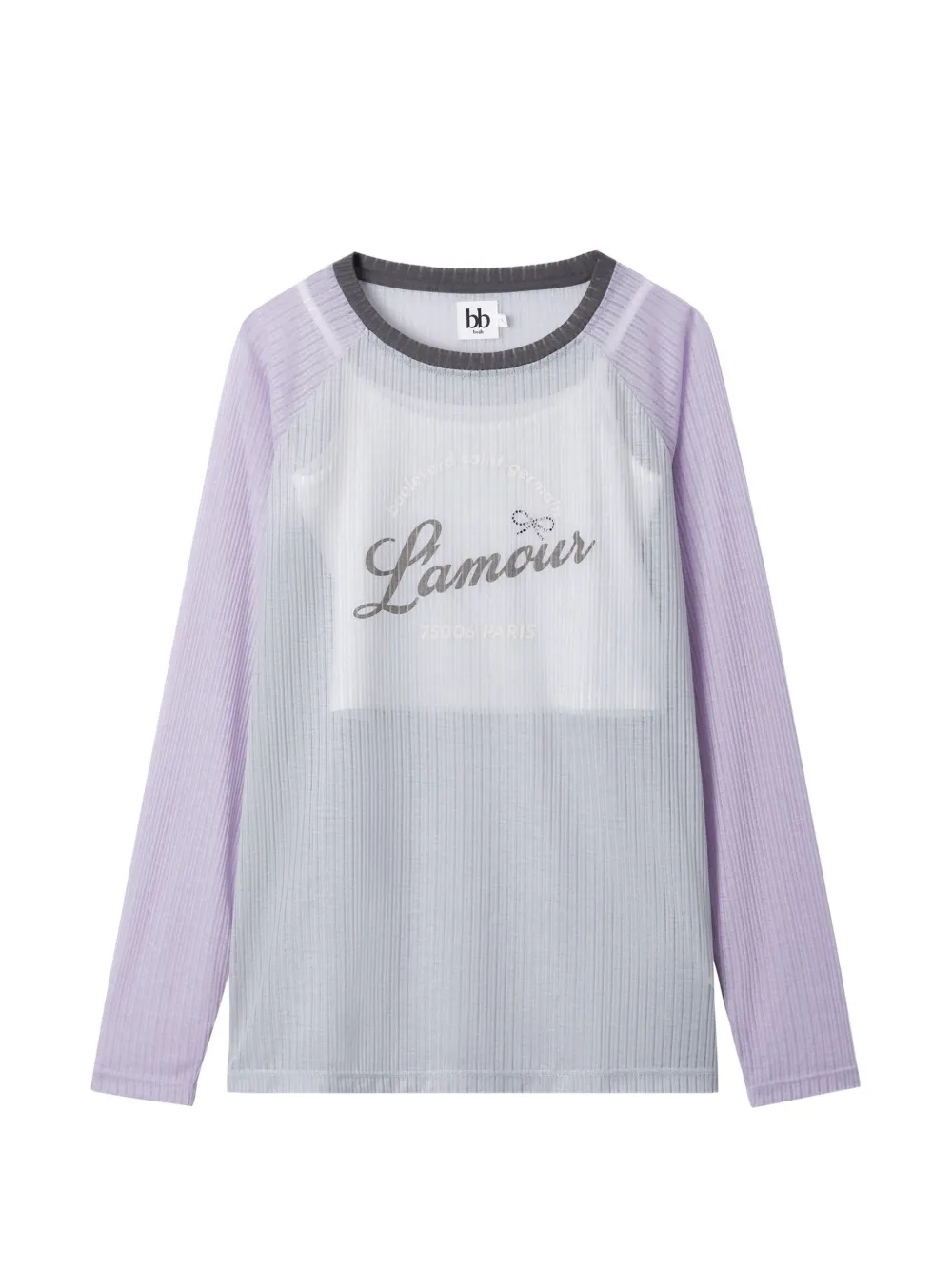 b+ab Top a coste a maniche lunghe - Grigio