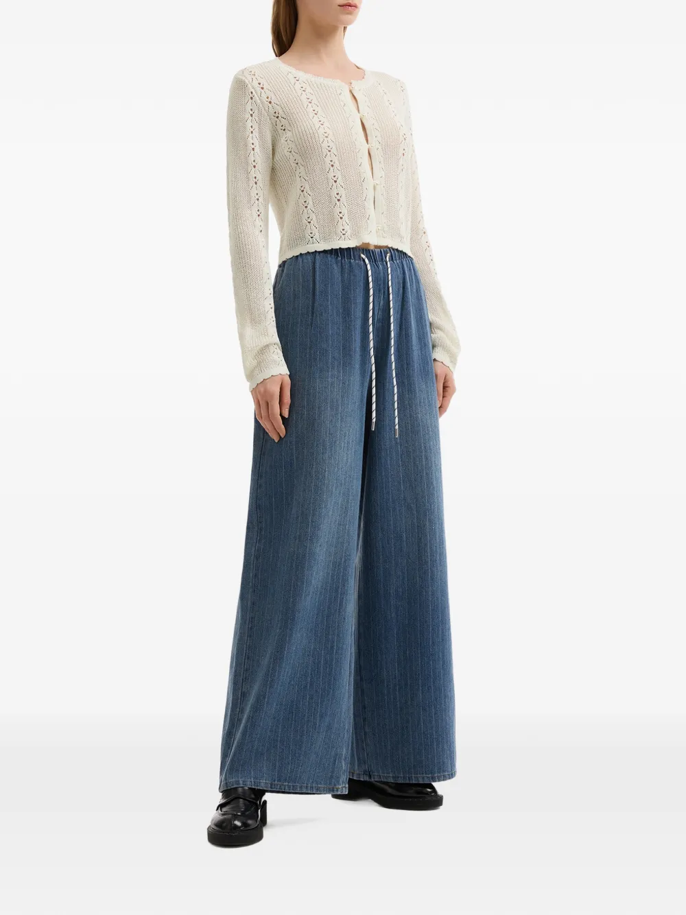  B+ab Openwork Long-sleeve Cardigan - Neutrals 