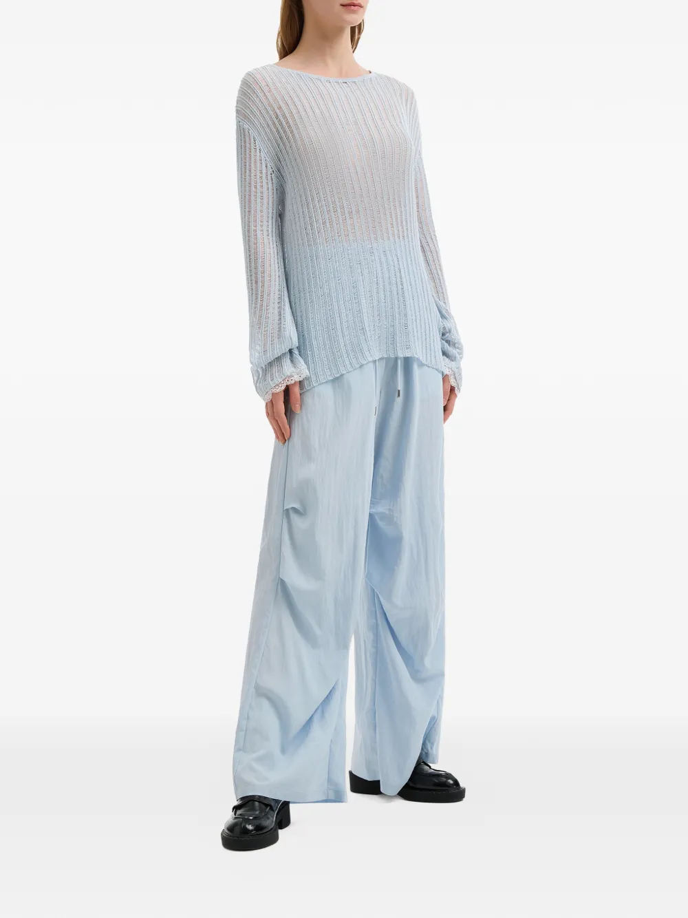  B+ab Lace-trim Long-sleeve Sweater - Blue 