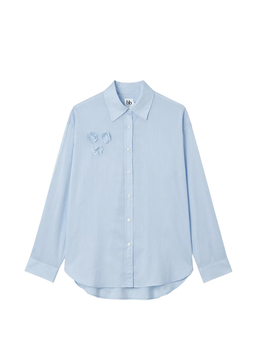 b+ab floral-appliqué striped shirt - Blu