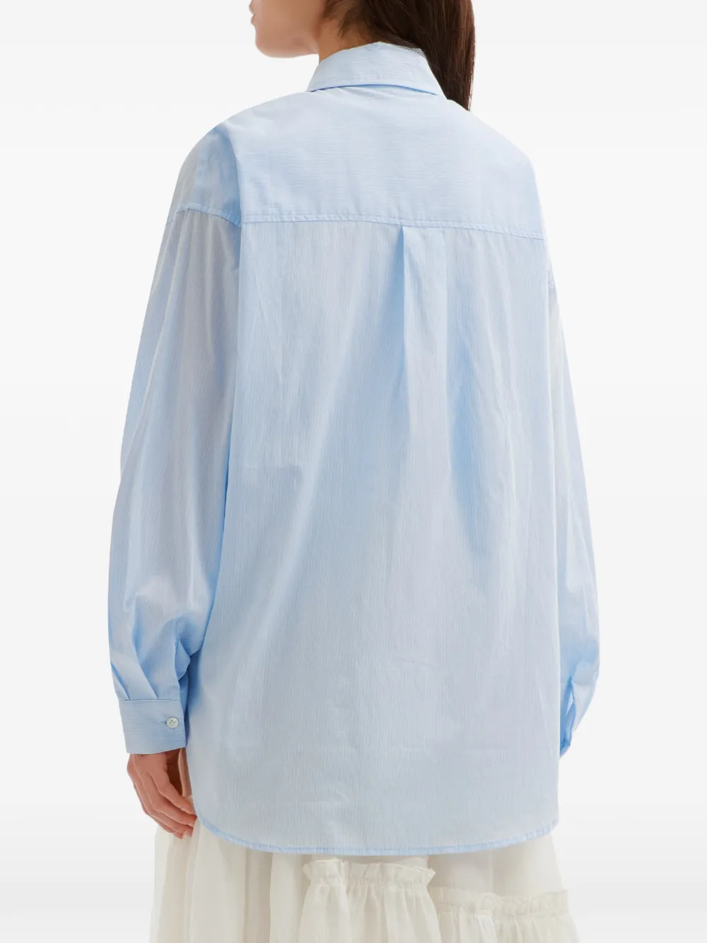 b+ab Gestreept overhemd met bloemapplicatie Blauw