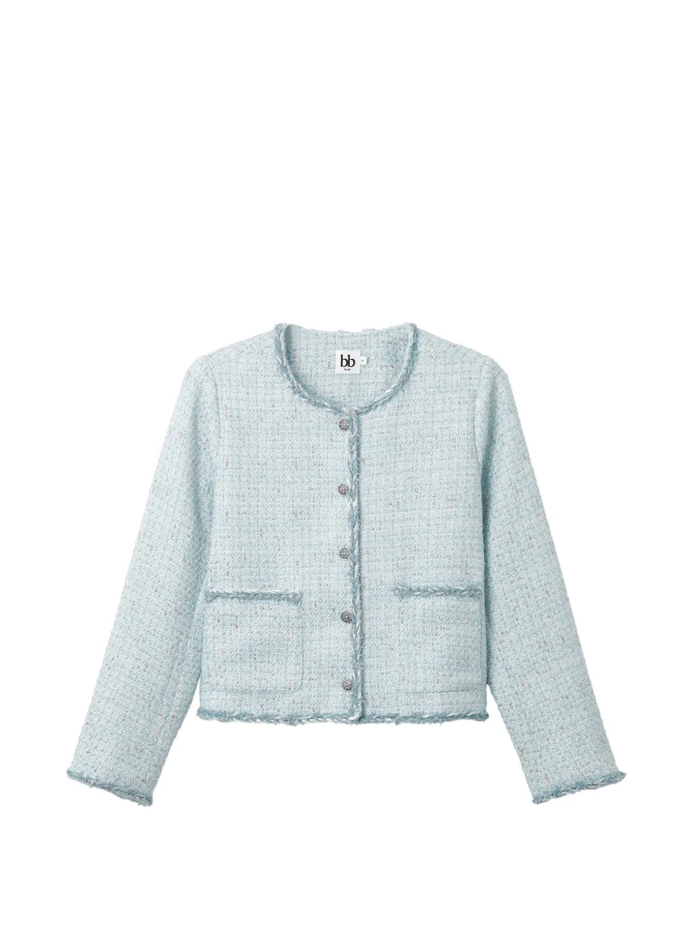 b+ab Giacca in tweed con orlo sfrangiato - Blu